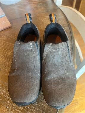 Merrill's Mens Slip-On Suede Casual Shoes in Brown - Comfortable Everyday Wear